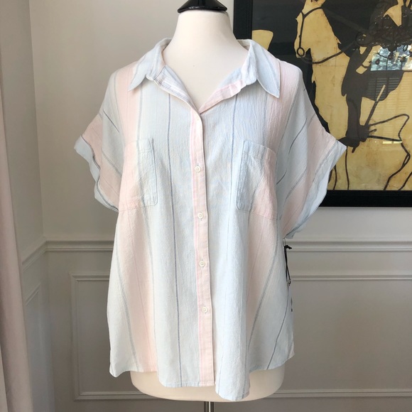 Treasure & Bond Tops - Treasure & Bond Short Sleeve Camp Shirt NWT XXL
